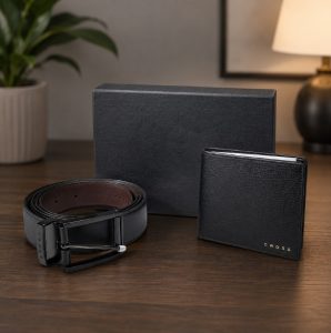 Cross Overflap Wallet with Reversible Belt Gift Set